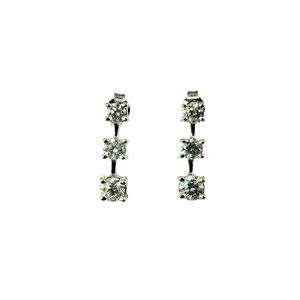 Vintage 14 Karat White Gold and Diamond Drop Earrings #15316